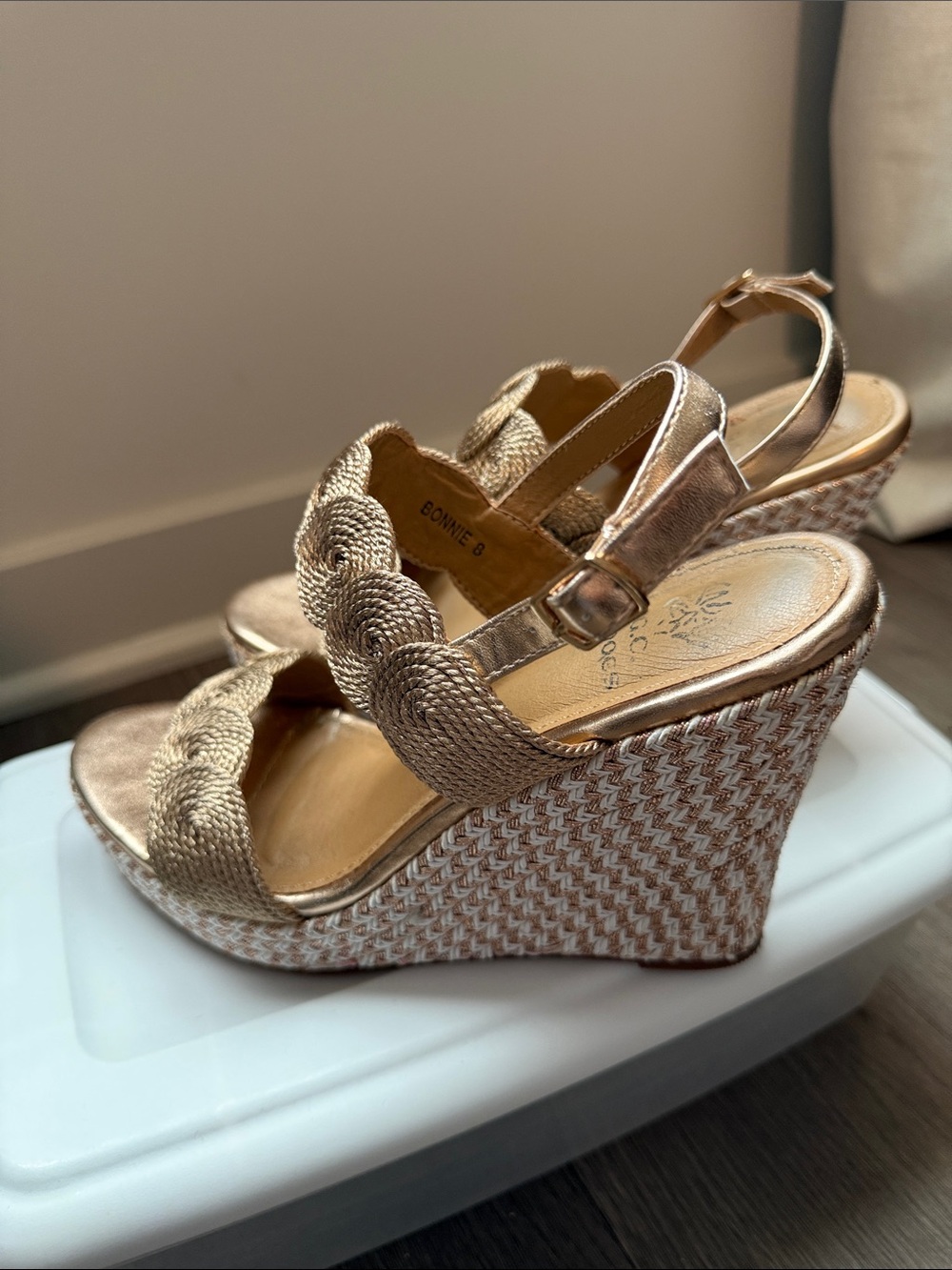 Gold Wedge Heels Sz 8